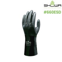 SHOWA 660ESD PVC 코팅 정전기방지 안전 장갑 내유 내화학 방수 다이버 쇼와, 1개