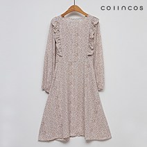 [코인코즈] 페미닌 프릴 포인트 나염 롱 원피스 (IY3SO1210)
