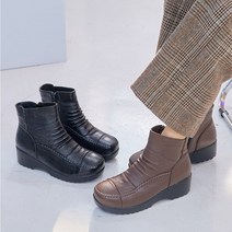 여성 따뜻한 가죽 기모안감 키높이 통굽부츠 털부츠 5cm