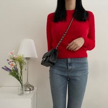 VANANA2 여성 비비드 데일리 페미닌 청순 앙고라 라운드넥 니트 6color