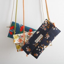 [DIY] 퀼트 가방 만들기 핸드폰가방만들기 핸드폰주머니 심플린넨라벨가방, 옐로우체크튤립