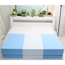 SEJEL.F (세젤에프) 3단 폴리 접이식 매트리스 배색 HR스펀지 싱글매트 블루 & 화이트 7.5CM, 블랙 & 화이트