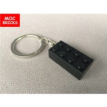 레고 닌자고 시티 MOC 브릭 화려한 2x4 그림 키 체인 열쇠 고리 DIY 교육 빌딩 블록 모델 액션 장난감 어, 03 black