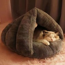 겨울 보온 밀폐형 고양이집 소형 강아지집 2컬러, 그레이
