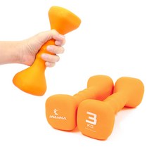 이지홈트 논슬립 네오프렌 아령, 1세트 2개, 3kg 주황