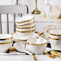 해외 금테 식기 세트 도자기 그릇 수저 북유럽 그릇 식기 집-134682, 11.골드사각 볼 10인 32종 세, 단일옵션