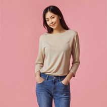 [JAJU/자주] 여 프렌치 리넨 7부 티셔츠_베이지