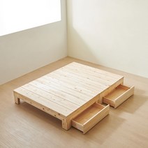 밀라 삼나무 평상형 원목 침대프레임 MS SS Q, 삼나무평상형침대Q + 침대서랍
