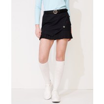 22SS [SWING SUPPORTER]블랙 사선 트윌 H라인 부분 플리츠 스커트 HWSK2B211BK