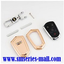 캐딜락 스마트 키 케이스 +키링 세트, 블랙