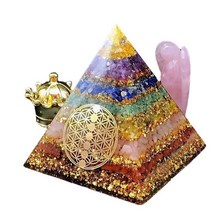 Orgonite 일곱 차크라 에너지 피라미드 자수정 황수정 Aventurine 스톤 럭키 Purificaton 건강 문진 홈 풍수 장식, [01] 1PC Pyramid