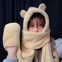 [천삼백케이] [폴링인러브] 곰돌이 포켓주머니 귀달이모자 2컬러