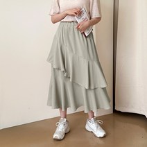 데일리앤 플레어 쉬폰 프릴 캉캉 밴딩 롱 스커트