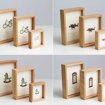 깔끔한 얇은 프레임 따뜻한 원목 사진 테이블 액자 데코레이션 입주선물 좁은방꾸미기 탁상용, Bicycle/L