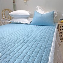 이즈베딩 아이리스 선염 시어서커 리플 여름 침대패드 (SS/Q) 5colors, 스카이블루