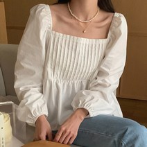 코코블랑 / 안젤라 핀턱 퍼프 블라우스