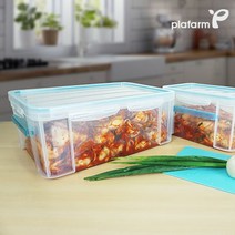 플라팜 탱크 밀폐 대용량 아삭김치통 김치발효 사각 발효용기, 투명 11리터, 1개