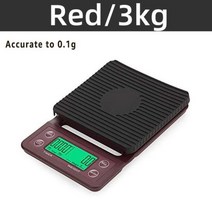 커피저울 계량 베이킹 주방 저울 0.5-3KG/0.1g 디지털 커피 타이머 LCD 디스플레이 푸어 오버 드립 에스프레소 밸런스 정밀 우유 분말 요리, [03] 3kg-0.1g Red, 한개옵션2