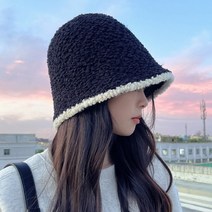비바브 배색 뽀글이 후리스 버킷햇 4color