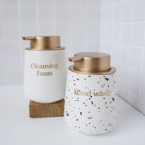 홈스토킹 호텔 욕실 도자기 세라믹 거품용기 욕실 디스펜서, 블랙 골드 400ml, HAND WASH, 1개