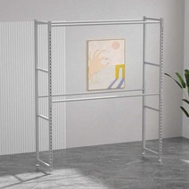 세탁소 행거랙 옷걸이 의상실 철제 의류창고 업소용, 화이트 그레이 200x50x250(2단)