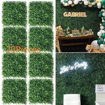 벽면녹화 플랜트월 수직정원 벽걸이화분 61020pcs 25x25cm 인공 회양목 패널 녹지 벽 배경 장식 울타리 식물 잔디 결혼식 야외 실내 장식, 20개