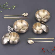 (한정특가) (화담)명인명품 방짜유기 실속형 신옥식기 부부세트(명인 수저포함)__뚜껑없이, 실속형 신옥식기 부부세트