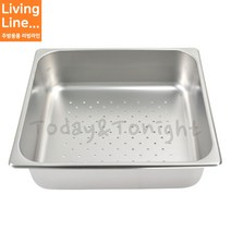 Kitchen 스텐 2/3 물빠짐 타공 밧드 야채 밧트 구멍 바트 스텐레스 구멍 트레이, ♡6인치 2/3 타공밧드♡, [ 뚜껑포함 1개 ]