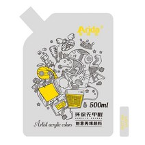 전문 색상 500ML/튜브 안료 아크릴 페인트 세트 네일 아트 페인팅 방수 패브릭 드로잉 벽, [04] LIGHT YELLOW, 500ml