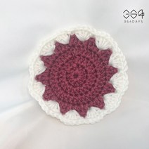 364days 다크브라운 손뜨개 티코스터 커피잔받침 핸드메이드 컵받침 미니 소품매트, 06.레드퍼플(개별포장) 1개