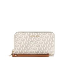Michael Kors 마이클코어스 Signature 시그니처 Logo-Print 프린트 Canvas 캔버스 Large 라지 Wristlet - Vanilla 바닐라 32F1GJ6