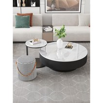 세라믹 소파 테이블 북유럽 거실 쇼파 커피 탁자 대리석 원형, 90cm 화이트