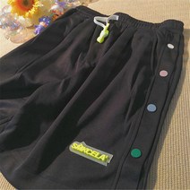 츄리닝반바지 상패 디자인감각 보이핏 볼륨 운동 쇼트 팬츠 여성 와이드 루즈핏 스트레이트핏 일자 캐쥬얼 2290385189, 1, 블랙 XL