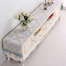 SKANDSALO 식탁보 레이스 패브릭아트 직사각형 거실 화장대 신발장 긴테이블 커버먼지방지 덮개천, T06-먼로 블루, C04-40*280CM(적합 장롱 205-240CM)