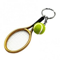 라켓 그립 테니스 스쿼시 베드민턴 시뮬레이션 미니 볼 키 체인 펜던트 가방 열쇠 고리 액세서리, 골든