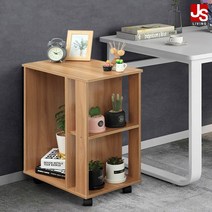 JS리빙 침대 사이드 테이블 소파 카페 스터디 거실 학생 베드 식탁 탁자 간이 노트북 컴퓨터 조립식 보조 책상 다용도 서랍형 협탁 원목 높이 조절 이동식 S_04 62X48X30, 1단-2단 바퀴 테이블 (소형_너비48cm)