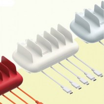 하이셀 팝폰 104초고속 멀티충전기 PD PPS 업소용 도난방지 5in1 USB C포트 5핀 8핀 C타입 5대 동시충전, 색상_크림+화이트케이블