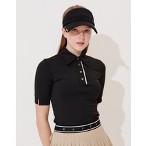 22SS [COOL TOUCH]블랙 5부 카라변형 반팔 티셔츠 HWTS2B311BK