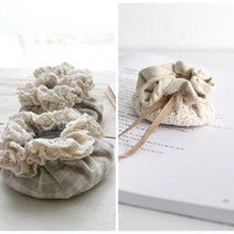 [러블리원] 프린세스 린넨 레이스 의자 발커버 4p set (2type), 체크 레이스