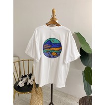 허니제이 / 큐벳 백나염 프린팅 여유핏 반팔 티셔츠(3color)