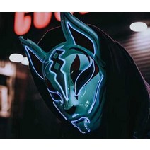 LED 여우 마스크 DJ 클럽 램프 할로윈 발광 인싸템, 블루 스카이