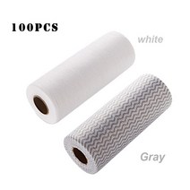 친환경 일회용 청소 천 부직포 먼지떨이 접시 브레이크 포인트 오일 없음 주방 2 100 개, 03 white and gray