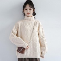 두꺼운 터틀넥 스웨터 여성 내복 2021 새로운 가을과 겨울 겉옷 유휴 스타일 일본 패션 중간 길이의 느슨한 바닥 셔츠