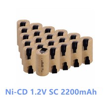1-10pcs 스크루 드라이버 전기 드릴 sc 배터리 1.2v 2200mah sub c ni-cd 충전식 배터리 탭 전동 공구 nicd subc 셀, 6개