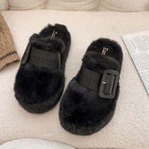 3센치 여성 퍼 통굽슬리퍼 샌들 겨울 굽있는 쿠션 털
