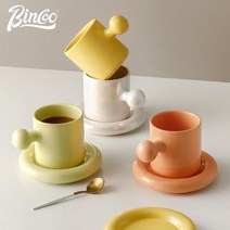 튼튼한스테인레스 실용적 솔리드 컬러 크리에이티브 세라믹 머그잔 물 귀여운 커피사무실머그, 300ml, Egg yellow