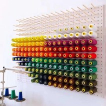 벽걸이 미싱실 실패꽂이 실 실패 정리대 걸이 미싱, 핑크 300x300mm 우드팁 25개 1단