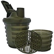 Army Green Grenade Shaker Bottle | Protein Cup with Storage Compartment | Leak Proof Strainer Inclu, 1