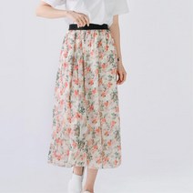 비침없는 샤랄라 쉬폰 여자 플라워 밴딩 롱스커트 여신핏