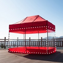프리미엄 캐노피 천막 벽면만 천막벽면 민자 투명 모기장 바람막이 앞면 옆면 벽면가방 포함, P일체투명4벽면 3X4.5_베이지